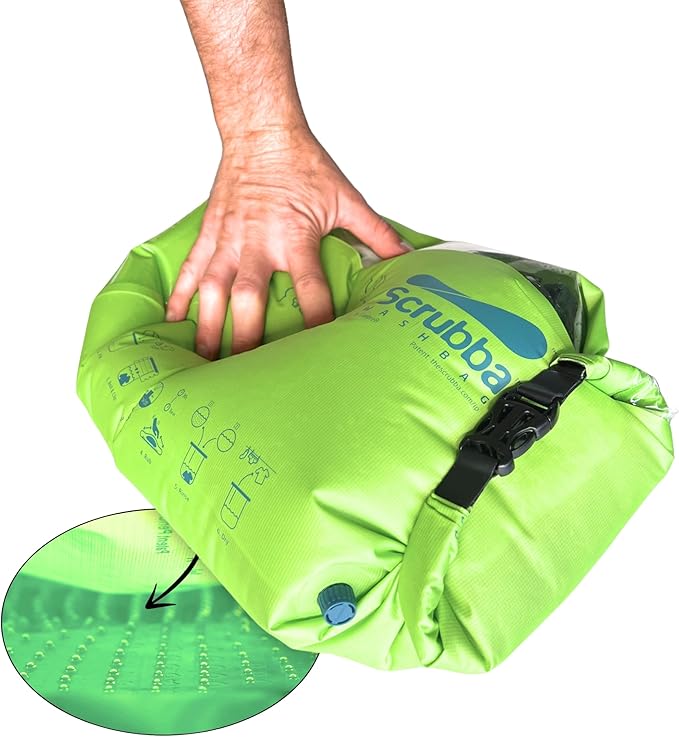 Scrubba Portable Washing Machine – Patented Washboard-in-a-Bag™ Travel Wash Bag – Wash Clothes Anywhere – Manual Washer for Travel, Camping & Backpacking (5.3 oz)