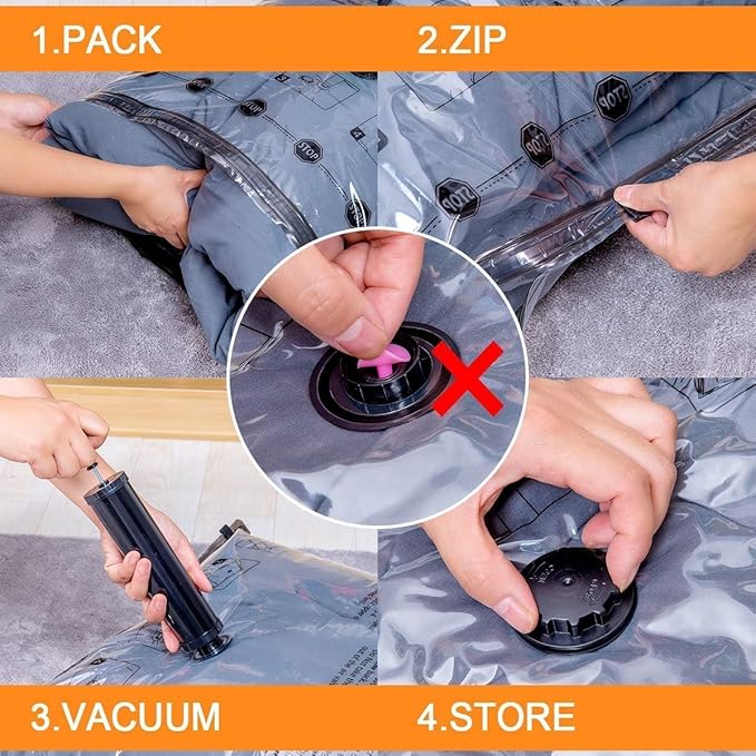 GONGSHI Vacuum Seal Bags for Clothing Travel & Home Storage, Travel Vacuum Bags with Electric Pump,Space Saver for Blankets, Comforters, Pillows, Clothes,10 Medium