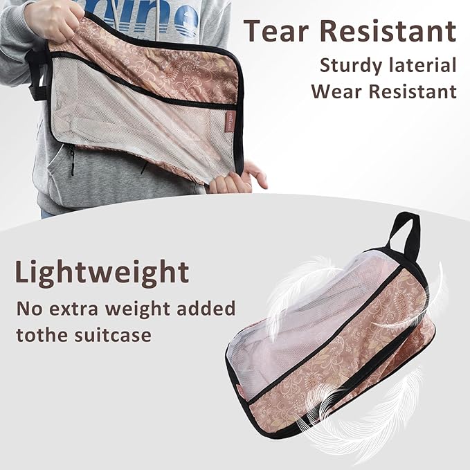 U+U 10 Set Compression Packing Cubes - Ultralight Travel Organizers with Laundry Bag, Space-Saving Suitcase Organizer, Expandable Packing Cubes for Travel and Family Vacation (Paisley Pattern)