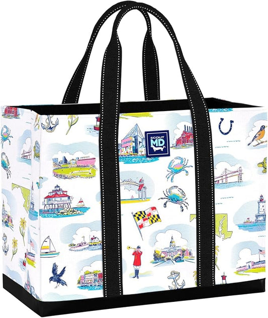 SCOUT Original Deano Tote - Durable Lightweight Open Top Beach, Pool & Lake Bag, Inside Zip Pocket, Folds Flat