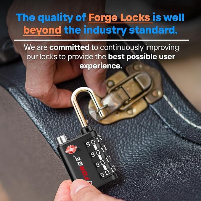 Forge Dual-Opening: Key or Combination Lock, TSA Approved Lock for Luggage, Pelican case, Travel, Gym, School, Luggage Combination Lock, Travel Bag Lock (4 Colors 4 Pk Rose) - Image 8