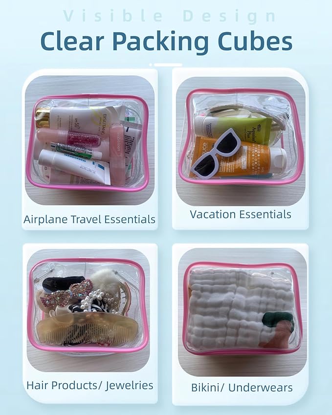 Packing Cubes 1 Quart Size Travel Bag TSA Approved Toiletry Bag Clear Small Purse Pouch International Long Flight Must Haves for Toiletries Makeup Liquids Airplane Europe Vacation Essentials