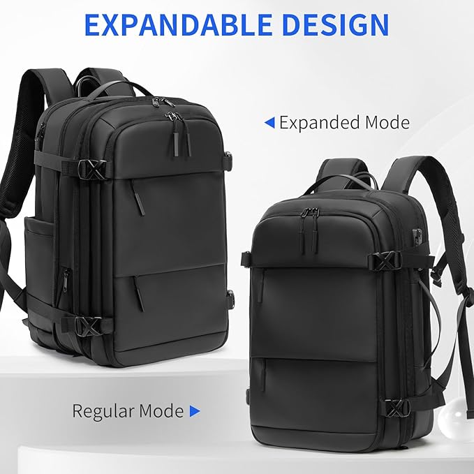 Vacuum laptop bag Compression Backpack Expandable, TSA-Approved Carry-On Water-Resistant Design for Travel with air pump (Built in pump, Large)