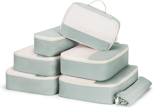 Narwey 7 Set Packing Cubes Durable Packing Organizers Bag Organizer Bags Travel Carry on Suitcase Luggage for Women (Mint Green)