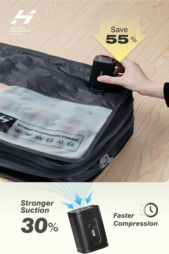AirVault Reusable Vacuum Compression Travel Bag for Carry-On Suitcase and Backpack, Recycled IP67 Waterproof Space Saver Vacpack (41L Gray (2-Pack) (Air Pump Included)