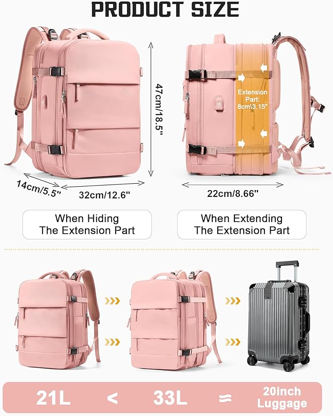 wepadre Vacuum Backpack Travel with Pump Travel Backpack with Vacuum System Expandable Vacpack Compression Backpacks for Travel Easy Vac Pack Carry on Luggage