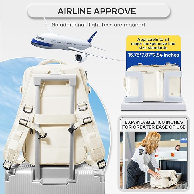 Vacuum Compression Backpack, Travel Vacuum Backpack with Electric Vacpack Pump, Flight Approved Carry On Personal Item Suitcase Luggage for Men Women, Beige, Small