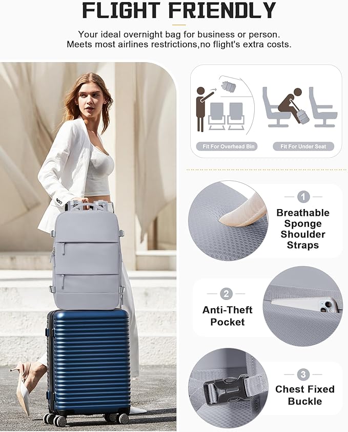 wepadre Vacuum Backpack Travel with Pump Travel Backpack with Vacuum System Expandable Vacpack Compression Backpacks for Travel Easy Vac Pack Carry on Luggage Grey