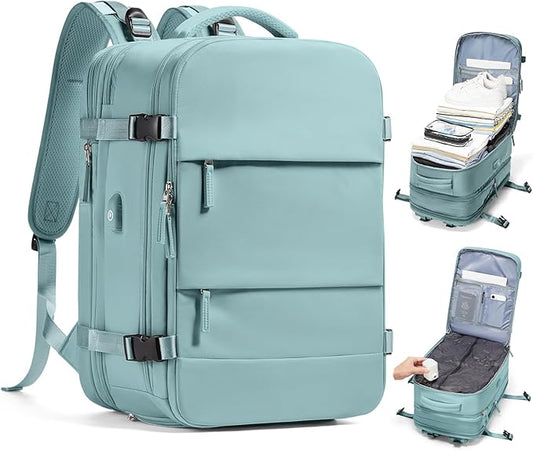 wepadre Vacuum Backpack Travel with Pump Travel Backpack with Vacuum System Expandable Vacpack Compression Backpacks for Travel Easy Vac Pack Carry on Luggage Blue