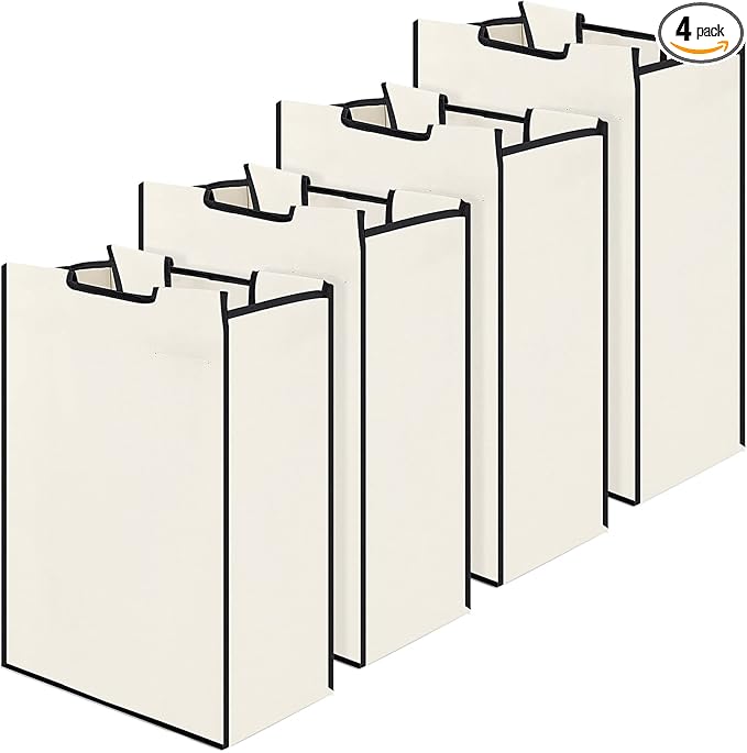 Bonuci 4 Pcs Laundry Sorter Replacement Bags Hamper Cart Removable Replacement Laundry Storage Organizer Bag Hamper Liner, No Hooks 14.76 x 8.66 x 21.65 Inch (Beige)