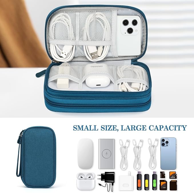 FYY Electronic Organizer, Travel Tech Pouch Bag, Cable Organizer Dark Green - Image 6