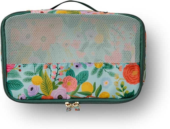 RIFLE PAPER CO. 3 Set Compression Packing Cubes with Zipper Pull & Laundry Bag | Organizer Travel Essentials for Luggage/Suitcase | Garden Party Pattern