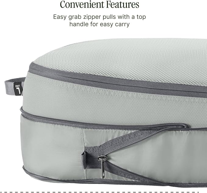 Eagle Creek Pack-It Reveal Expansion Cube - Adjustable Storage Expansion Cube for Travel - Durable Compression Zipper - Water-Resistant - Sustainable - Large - Storm Grey