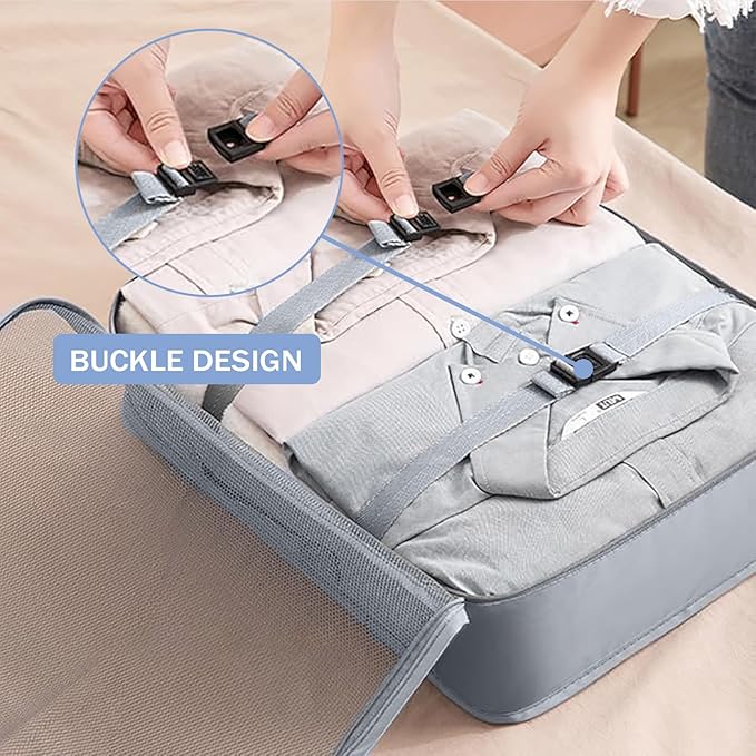8 Set Packing Cubes for Suitcases, INVODA Travel Luggage Packing Organizers with Laundry Bag, Compression Storage Shoe Bag, Clothing Underwear Bag (Grey)