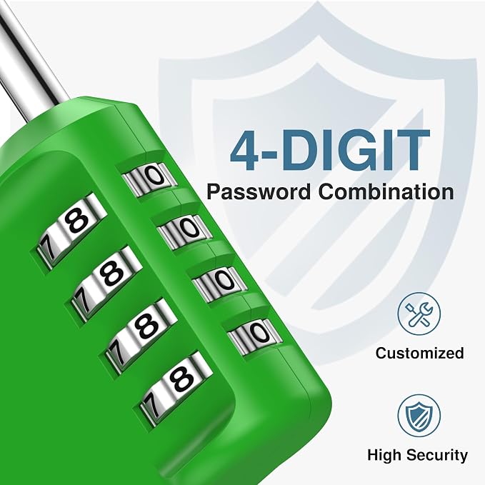 Puroma Combination Lock 4 Digit Gym Locker Padlock Waterproof, 1 Green - Image 2