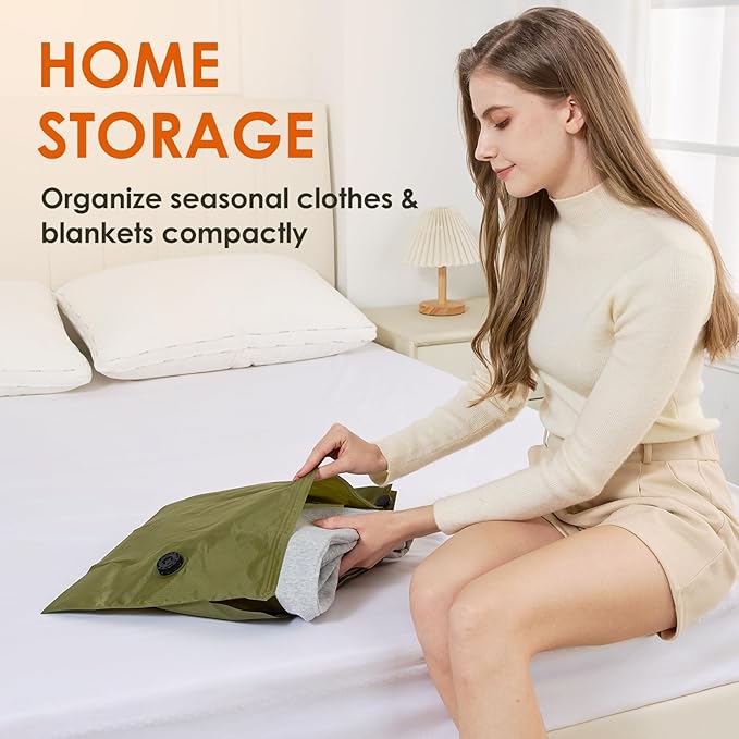 Heavy Duty Vacuum Storage Bags with Electric Pump & Hand Compression, 4 Pack Vacuum Seal Bags for Clothing, Bedding, Space Saver Bags Includes Smart QR Code for Inventory Tracking