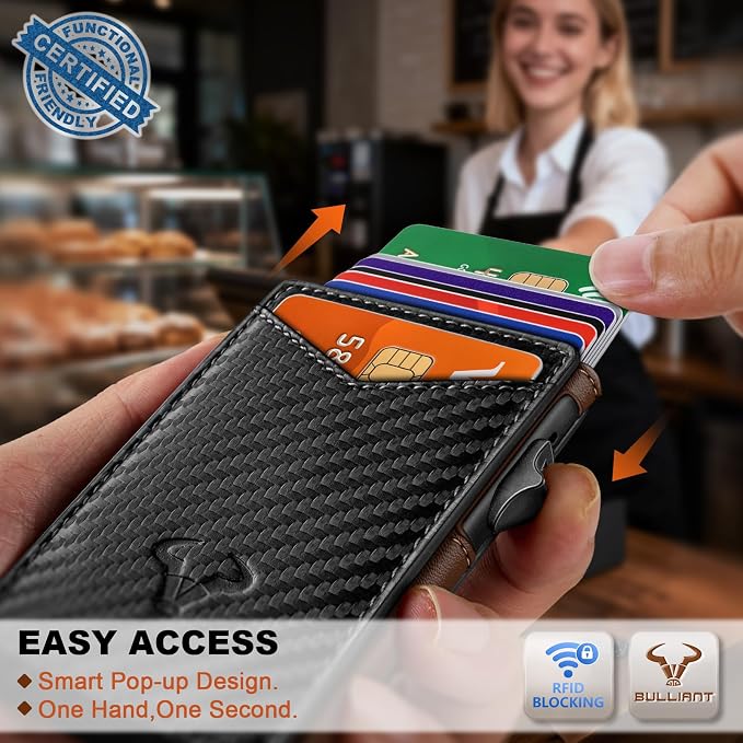 BULLIANT Men Slim Magnetic Leather Wallet Metal Case Money Clip 9 Cards - Image 4