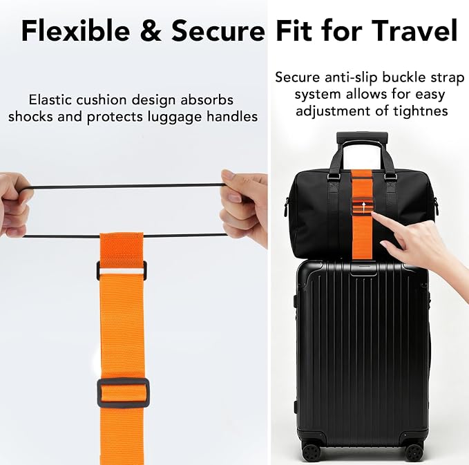 Luggage Connector Straps, Adjustable Elastic Durable Straps for Connecting Luggage Bags to Suitcases, Hands-Free Travel Essential (4PCS Black) - Image 4