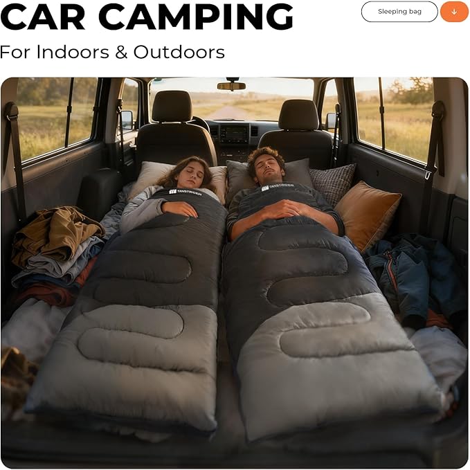 Sleeping Bag for Adults Warm Weather, Compact Lightweight Backpacking Sleeping Bag with Compression Sack, Camping Essentials Gear for Hiking Travel Climbing Outdoor & Indoor Use