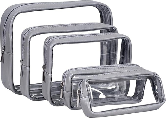 Remobia Hicol TSA Approved 5-Piece Diaper Bag Organizer Pouch Set Clear Waterproof TPU Kids Toiletry Storage Set Travel Packing Clutch Cube Bags for Baby Nursing (Dark Gray)