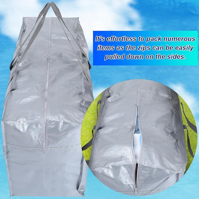 6 Pcs 66 Gallon Extra Large Moving Bags Heavy Duty Storage Bag with Strong Zipper Handle Foldable XXL Jumbo Storage Tote Packing Moving Box for College Dorm Travel Cloth Duffle (Silver)