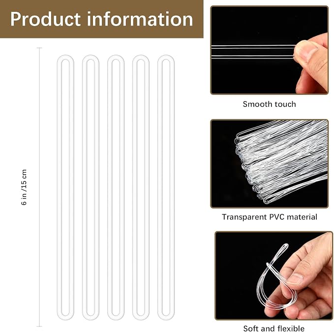 40 Pack Clear Plastic Luggage Tag Loops, Durable Worm Loops for Luggage Tags, ID Cards, Name Tags, Badge Holders, 6 Inch Bulk Luggage Tag Straps, Bag Tag Loops for Suitcase & Travel Bag Accessories - Image 2