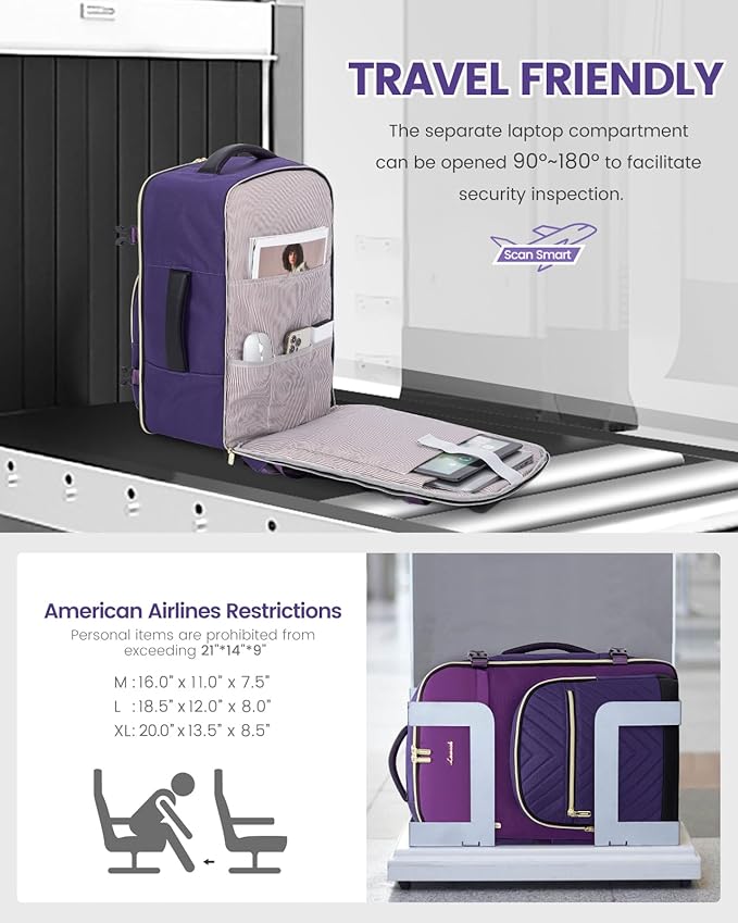 LOVEVOOK Travel Backpack for Women,40L Carry On Backpack for Airplanes,17.3 Inch Laptop Personal Item Travel Bag