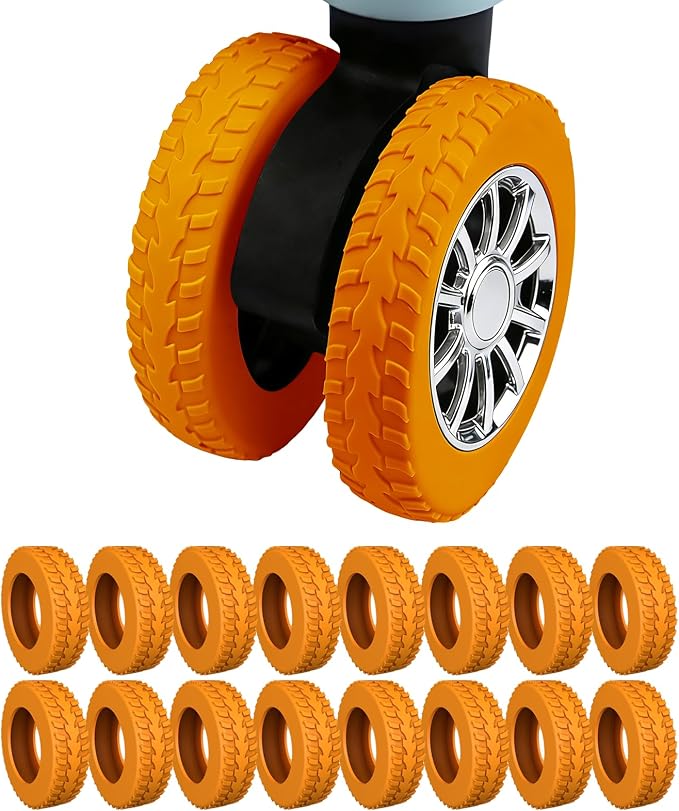 16Pcs Silicone Luggage Wheel Covers for 2-2.4"Spinner Wheels,Bright Orange by Unknown