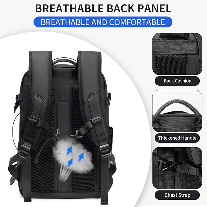 Vacuum laptop bag Compression Backpack Expandable, TSA-Approved Carry-On Water-Resistant Design for Travel with air pump (Pump included, Large)