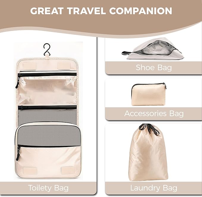 8-Piece Compression Packing Cubes for Travel, Ultralight Aesthetic Luggage Organizer Set, Space Saving Double Zipper Design for Carry-On & Suitcase Organizer, Travel Essentials- Beige
