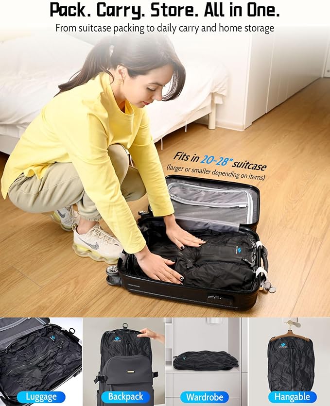 Zurligi Travel Vacuum Bag Kit with Wireless Pump, IPX8 Waterproof Durable, Airtight Heavy-Duty Zipper, Portable Reusable Compression Packing Cubes with Shoulder Strap for Travel, Moving, Home Storage
