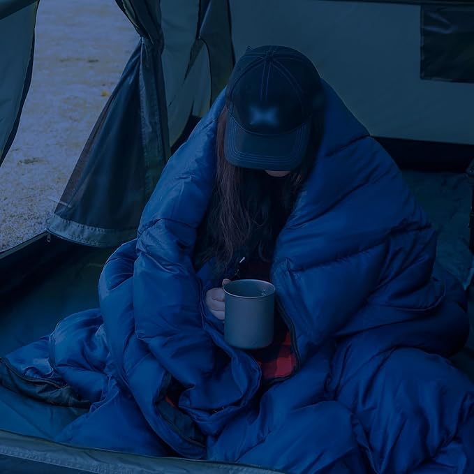 REDCAMP Flannel Sleeping Bag for Adults, Comfortable Cotton Envelope Sleeping Bags for Camping, Backpacking, Hiking, with Detachable Hood&Compression Sack, Blue/Red/Grey/Black