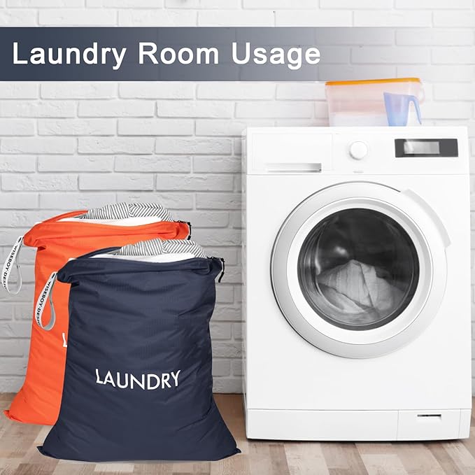 WiseBoy 2 Pack Travel Laundry Bags for Dirty Clothes, Water-Resistant Nylon Wet Dry Bag with Zipper, Odor-Proof Washable Pouch for Gym, Swimming, College Dorm & Suitcase Organization