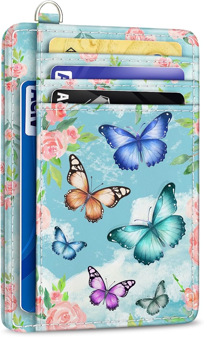 Yonlevres Credit Card Holder Slim RFID Wallet Women Small Butterfly Travel by Yonlevres