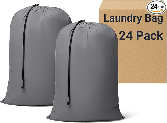 ZPECC Bulk Travel Laundry Bag,Extra Large Heavy Duty Laundry Bags 24 Pack,Washable Dirty Clothes Organizer XL for College Dorm Hotel Camping and Home Storage 30x40(Grey)