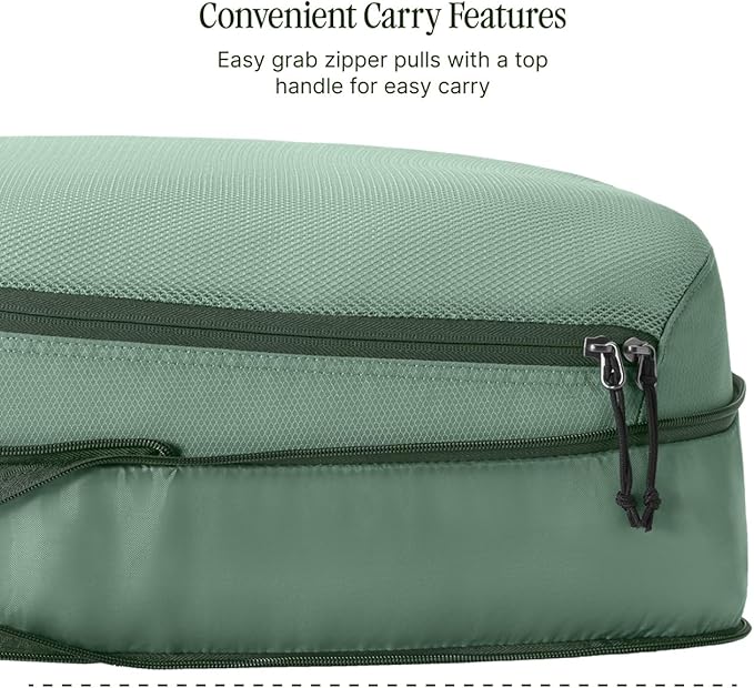 Eagle Creek Pack-It Reveal Expansion Cube - Adjustable Storage Expansion Cube for Travel - Durable Compression Zipper - Water-Resistant - Sustainable - Large - Willow Green