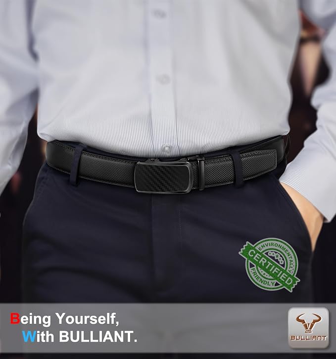 BULLIANT Men's Ratchet Leather Belt Trimmable 2Pack 1 3/8"-Gift Boxed - Image 5