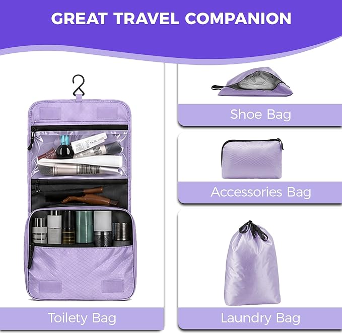 8-Piece Compression Packing Cubes for Travel, Elegant Ultralight Luggage Organizer Set for Women, Space Saving for Carry-On, Suitcase & Vacation Cruise Travel - Purple
