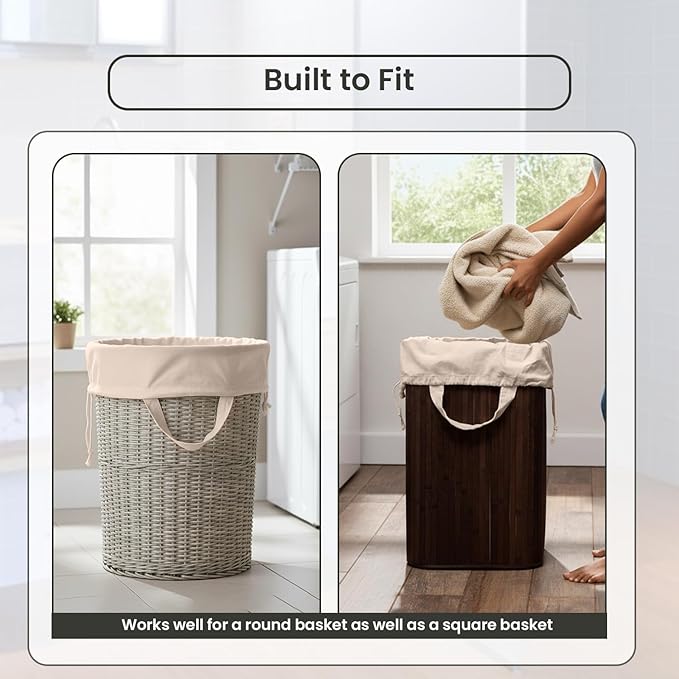 LFH Home Large Premium 1pack Cotton Canvas Laundry Bag with Drawstring and Handles Heavy Duty, Multi-Use, Washable for Home, Travel, College or Storage 18x26 -Natural