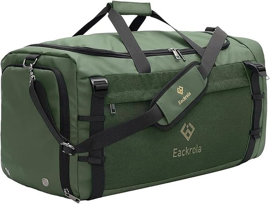 Extra Large Sports Gym Bag, Travel Duffel bag with Wet Pocket & Shoes Compartment for men women, 85L, Lightweight （Green）