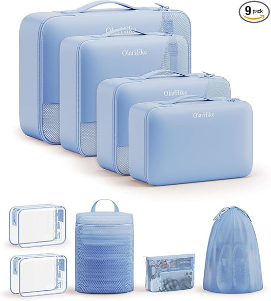 9 Set Packing Cubes for Travel, Gifts for Women Mom,Anti-Tearing Suitcase Organizer,OlarHike Vacation Essentials & Accessories for Cruise Ship