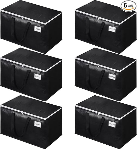 Extra Large Moving Boxes-Moving Bags with Zipper, Carrying Handles and Tag Pocket-Moving Supplies for Space Saving-Totes for Storage - for moving, Storage, Camping and Travel 125L-6 Pack