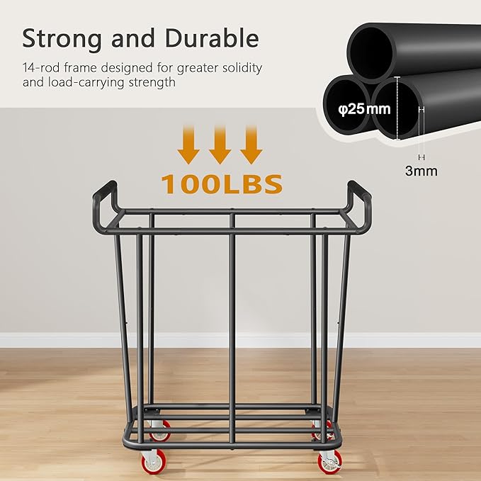 Gewudraw Large Laundry Hamper with Wheels, 2 Bag 360L Big Rolling Laundry Basket Sorter Cart, Extra Large Clothes Hamper, Heavy Duty Laundry Basket Organizer for Laundry Room, Bathroom
