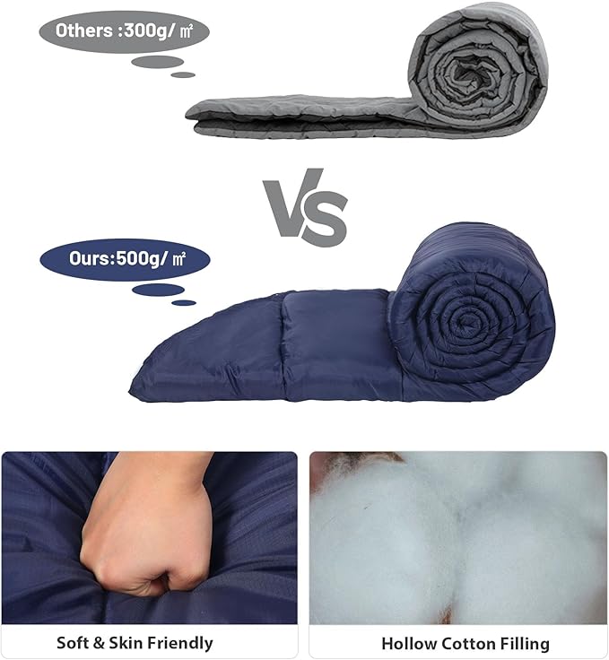 REDCAMP Flannel Sleeping Bag for Adults, Comfortable Cotton Envelope Sleeping Bags for Camping, Backpacking, Hiking, with Detachable Hood&Compression Sack, Blue/Red/Grey/Black