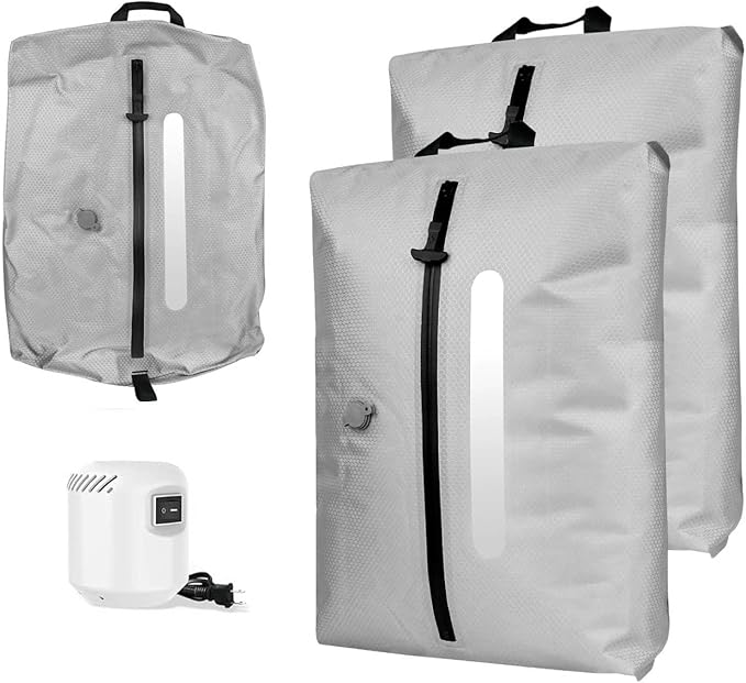 AIDONS Vacuum Seal Bags for Clothing Travel with Electric Pump - Reusable Vacuum Compression Bags for Storage Clothes & Blankets, Fits Carry-On, Backpack, Suitcase & Home(Grey 2PC+Pump)