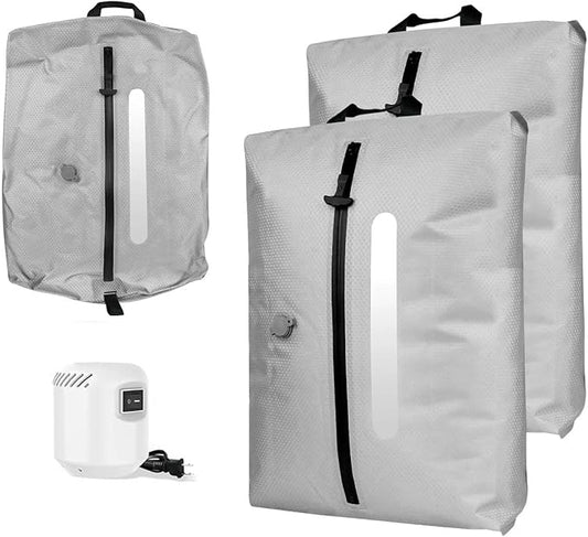 AIDONS Vacuum Seal Bags for Clothing Travel with Electric Pump - Reusable Vacuum Compression Bags for Storage Clothes & Blankets, Fits Carry-On, Backpack, Suitcase & Home(Grey 2PC+Pump)