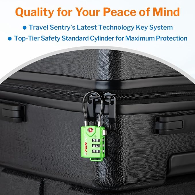 Forge TSA Approved Luggage Locks, Re-settable Combination with Alloy Body(Green 2 Locks) - Image 6