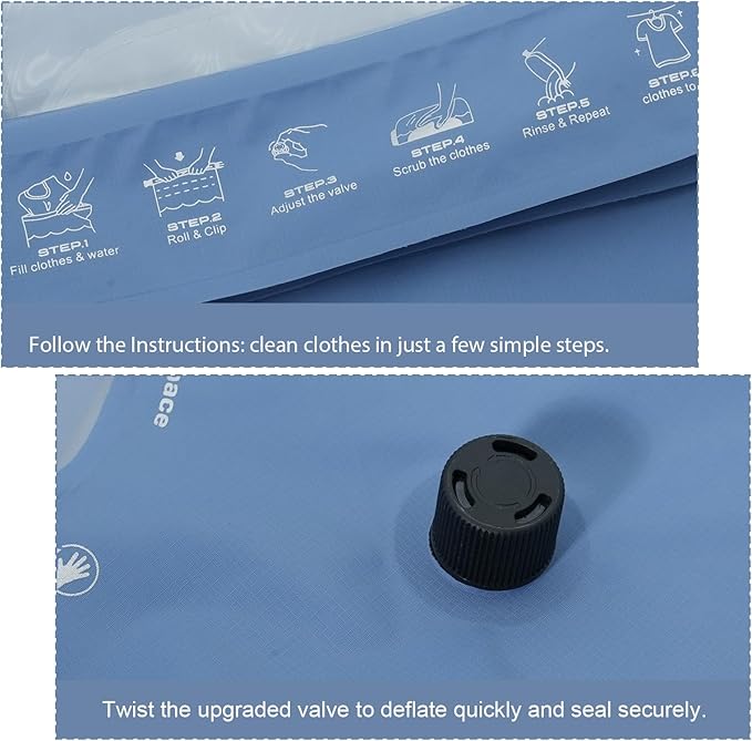 Wash Bag Portable Washing Machine for Camping Travel Laundry Washing Clothes Manual Washer Dry Bags Hand Wash for Outdoor Traveller RV Backpacking Adventures Cruise and Vacation Essentials