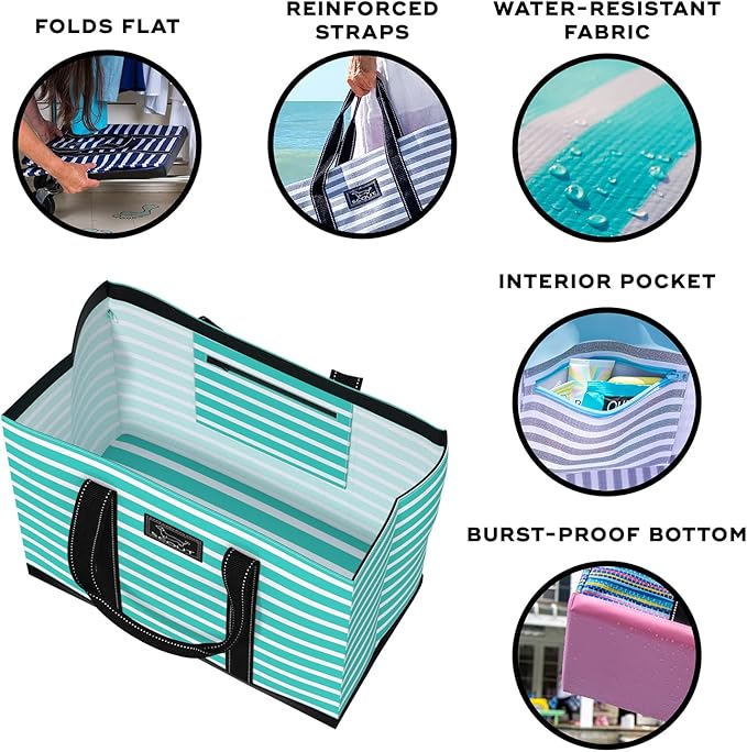 SCOUT Original Deano Tote - Durable Lightweight Open Top Beach, Pool & Lake Bag, Inside Zip Pocket, Folds Flat