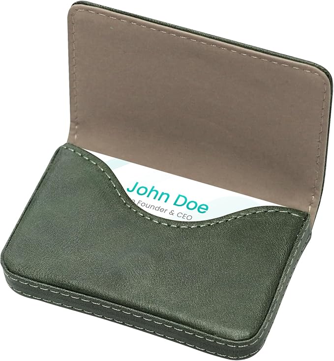 AI-DEE RFID Blocking Wallet - Minimalist Leather Business Credit Card Holder (12-Green) - Image 6